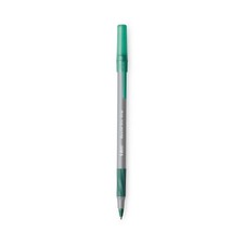 BIC  Round Stic Grip Xtra Comfort Ballpoint Pen, Green Ink, 1.2mm, Medium, Dozen