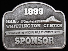 PG15103 VINTAGE 1999  NRA WHITTINGTON CENTER  SPONSOR PEWTER BELT BUCKLE