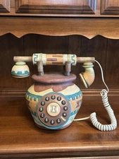 Vintage Southwest Aztec Pottery Style Touchtone Corded Telephone Landline
