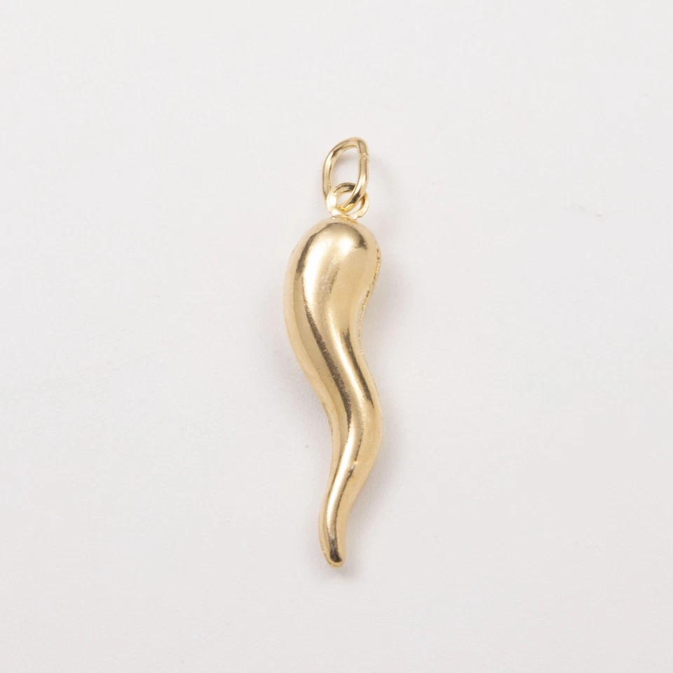 Cornicello итальянский рог подвеска подвеска 14K желтое золото покрытием серебра 925 все размеры - Изображение 4 из 4