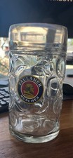 Taza de vidrio Paulaner Munchen 1 litro con hoyuelos alemana Munich Beer Stein Oktoberfest