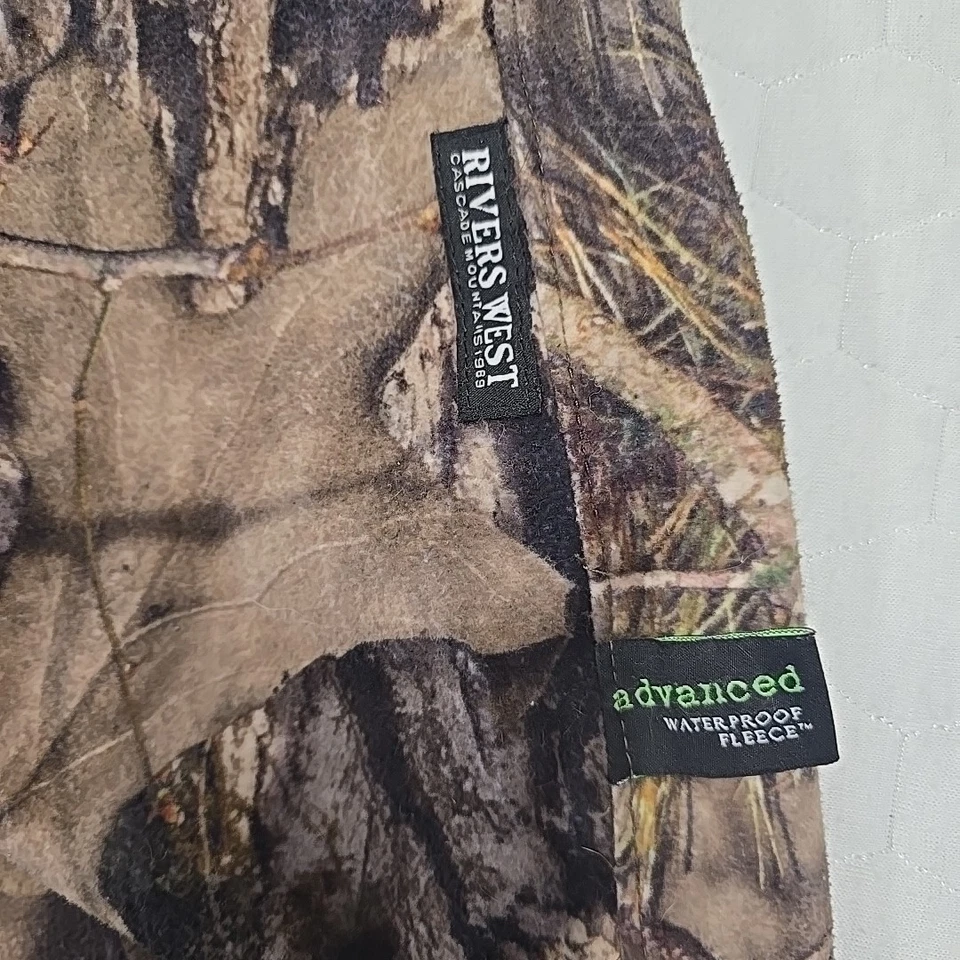 Rivers West Mens Camo Pants Sz XL Advanced Waterproof Fleece Mossy Oak Hunting - Image 2 of 4