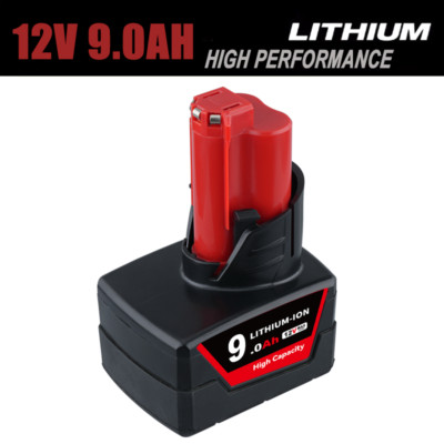 9Ah 12V Battery For Milwaukee 48-11-2460 for M12 Lithium 9.0Ah Extended Capacity