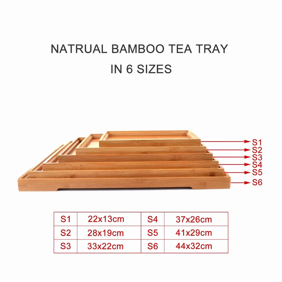 Kinds Natural Bamboo Flat Tea Tray Rectangular Fruit Tray Hotel Home Furnishing - Image 2 of 4