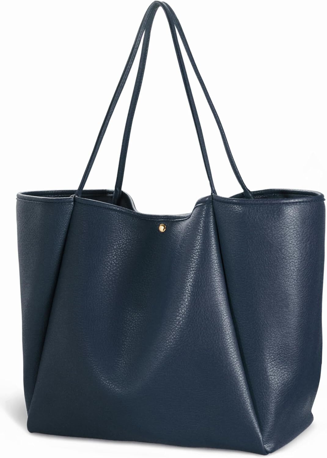 HOXIS Oversize Vegan Leather Tote Women Weekender Bag Shopper Navy Blue ...