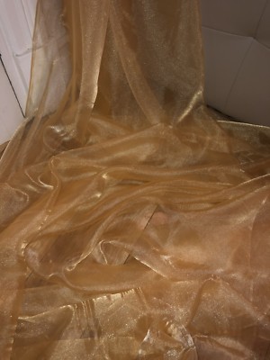 1 MTR GOLD ORGANZA VOILE HOCHZEIT, VORHANG, DEKORATION, KLEID STOFF 58'' BREIT