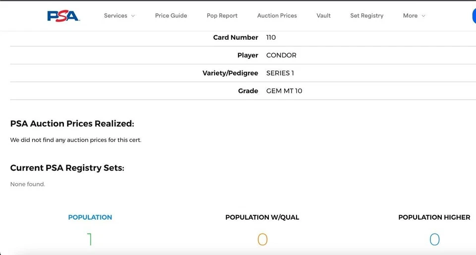 1991 Impel G.I. Joe CONDOR Series 1 PSA 10 Gem Mint #110 POP 1! NICE!! - Image 2 of 2