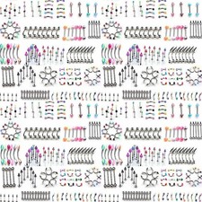 110 PCS Body Jewelry Piercing Eyebrow Navel Belly Tongue Lip Bar Ring 22 Styles