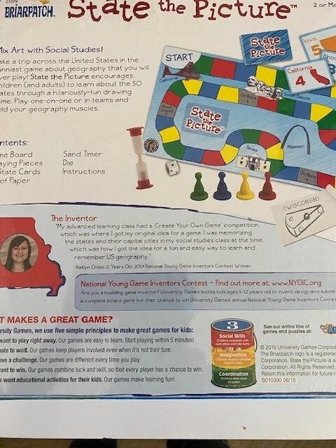 STATE THE PICTURE Learning Game Geography Social Studies Art Briarpatch  SEALED - Image 2 of 2