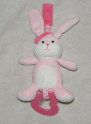 Carters Child of Mine Pink Bunny Rabbit Stuffed Plush Baby Girl Teether ...