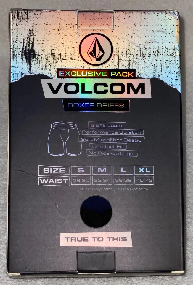 VOLCOM 4 Pack Performance Stretch Boxer Briefs Black Navy Blck Melange Mens L XL - Image 2 of 3