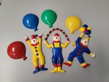 Vintage Burwood Products Co Clowns  Balloons Wall Plaques Hanging Nursery Kids