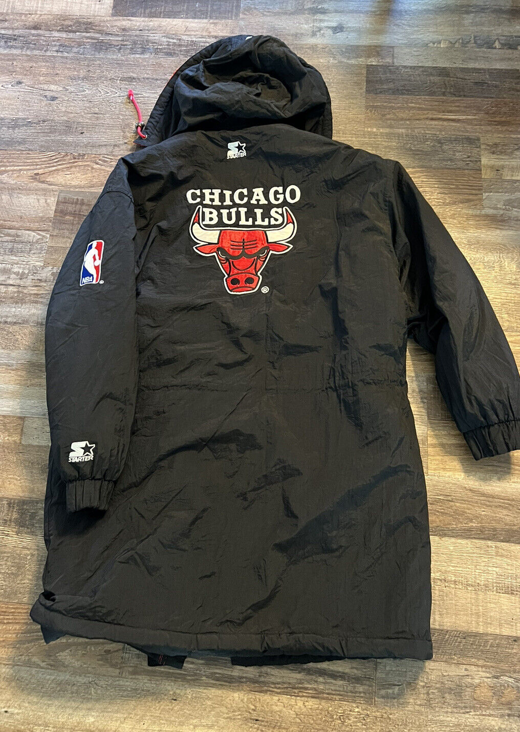 Vintage Chicago Bulls Nike Starter Issued Long Jacket Warm Trench Warm | eBay