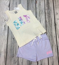 Baby Gap Girls 4 / 4T Floral Logo Shirt Purple Shorts Outfit. NWT