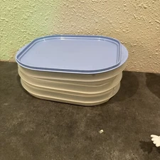 Tupperware Set of 3 Fridge Stackables Stacking Containers with True Blue Cover