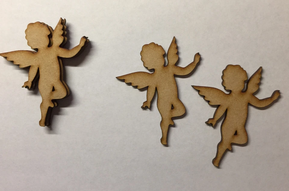 LASERKRIS Formas artesanales de ángeles de madera de 3 mm de grosor MDF madera Navidad adornos de Navidad en blanco