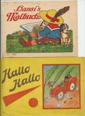 WERBUNG um 1930: 2 KINDERMALBÜCHER, FRANKFURT am MAIN,  EMMA BLUM TEXTILIEN 