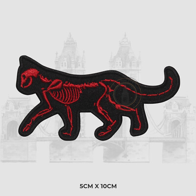 CAT SKLT COLOUR Iron on Sew on Patch Embroidered Patch For T-Shirt Bags etc