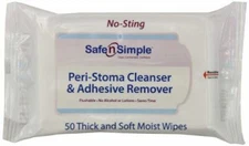 Safe N' Simple Peri-Stoma Adhesive Remover Wipes ''5 x 7 , 50 Count'' 4 Pack