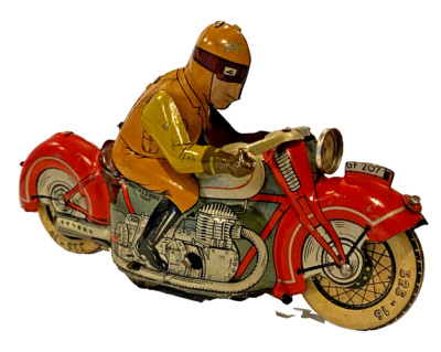 British market  GEORGE FISCHER GF 207 US ZONE GERMANY TIN WIND UP MOTORCYCLE