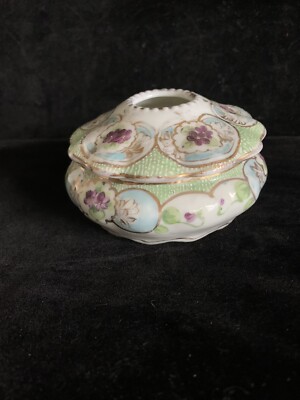  Vintage Hand Painted Floral Hair Receiver Made in Japan