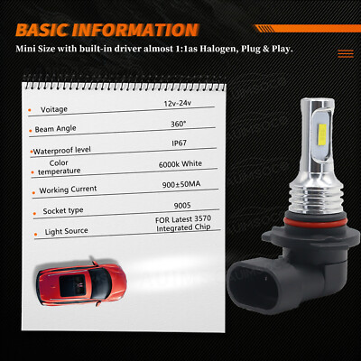 For Dodge Dart Sedan 2016 Front LED Headlight High Low Beam +Fog