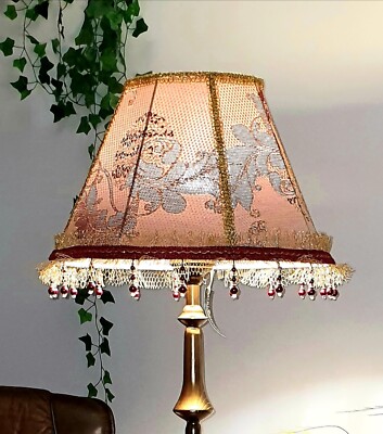 Victorian fabric vintage lamp shade, mid century , unique lamp