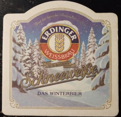 Beer mat Erding Erdinger Weissbräu - Erdinger Schneeweiße - the winter beer
