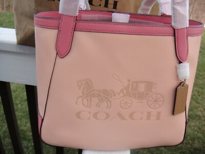 COACH 27 IN Colorblock In Horse &Carriage Leather Tote Bag