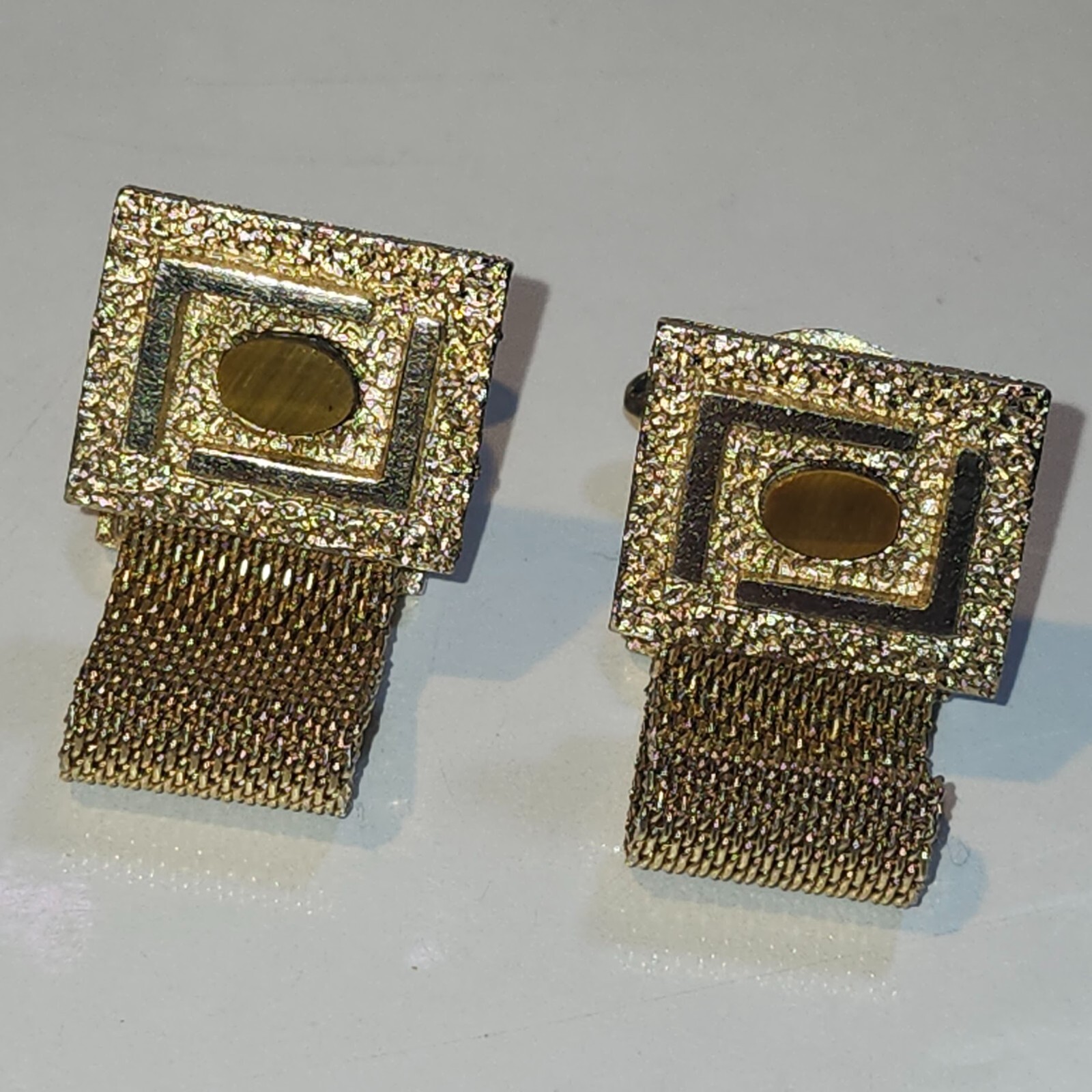 Vintage Dante Tigers Eye Stone Cufflinks Gold Tone image 4