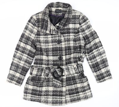 Debenhams grau kariertes Damenjacke Größe 18 geknöpft - mit Gürtel