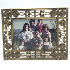 Vintage Gold Metal Picture Photo Frame 3.5x5" Wide Frame Ornate Spiral Accents