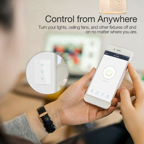 WiFi Smart wall Light Switch Glass Screen Touch,Alex Voice Control 1/2/3 Gang US - Picture 7 of 17