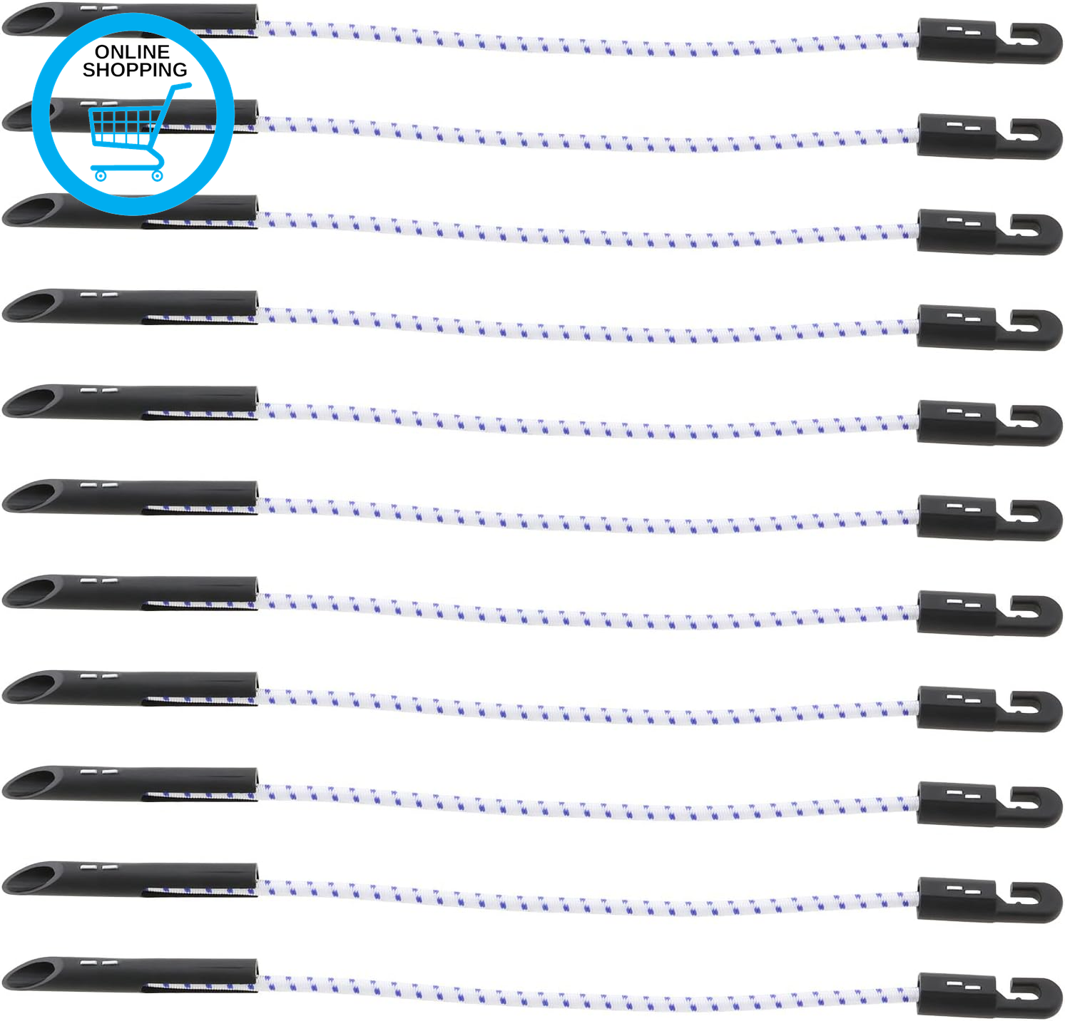 30 Pcs Elastic Bungee Toggle Ties down Shock Cord Elastic Tie Blue Spot down Str