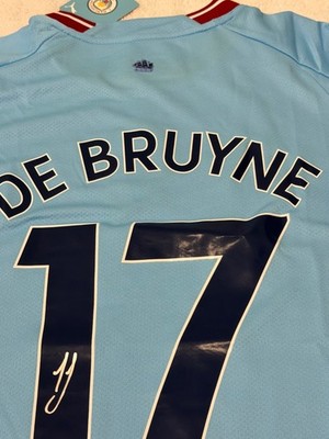 Kevin De Bruyne Signed Manchester City Pro Style Soccer Jersey