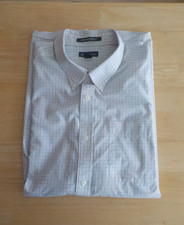 Eddie Bauer Men Shirt - Wrinkle Free Relaxed Fit - X-Large - White Plaid 034 