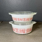 2 Rare Vintage Pyrex Pink Amish Butterprint 471 472 Casserole Dish Lids