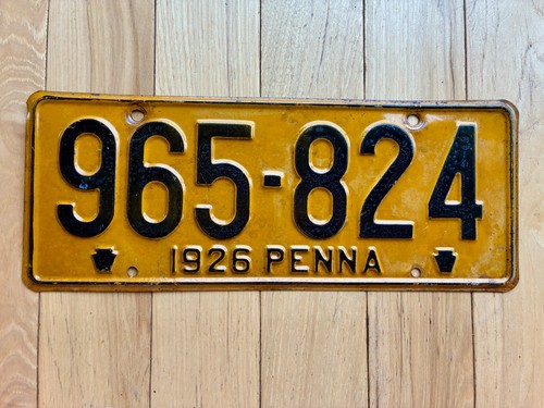1926 Pennsylvania License Plate - Gloss Finish (Clear Coat)