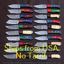 LOT OF 20 CUSTOM HANDMADE DAMASCUS STEEL HUNTING FULL TANG SKINNER EDC KNIFE 423