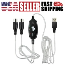 Cable Converter USB IN-OUT MIDI Interface to PC Music Keyboard Adapter Cord