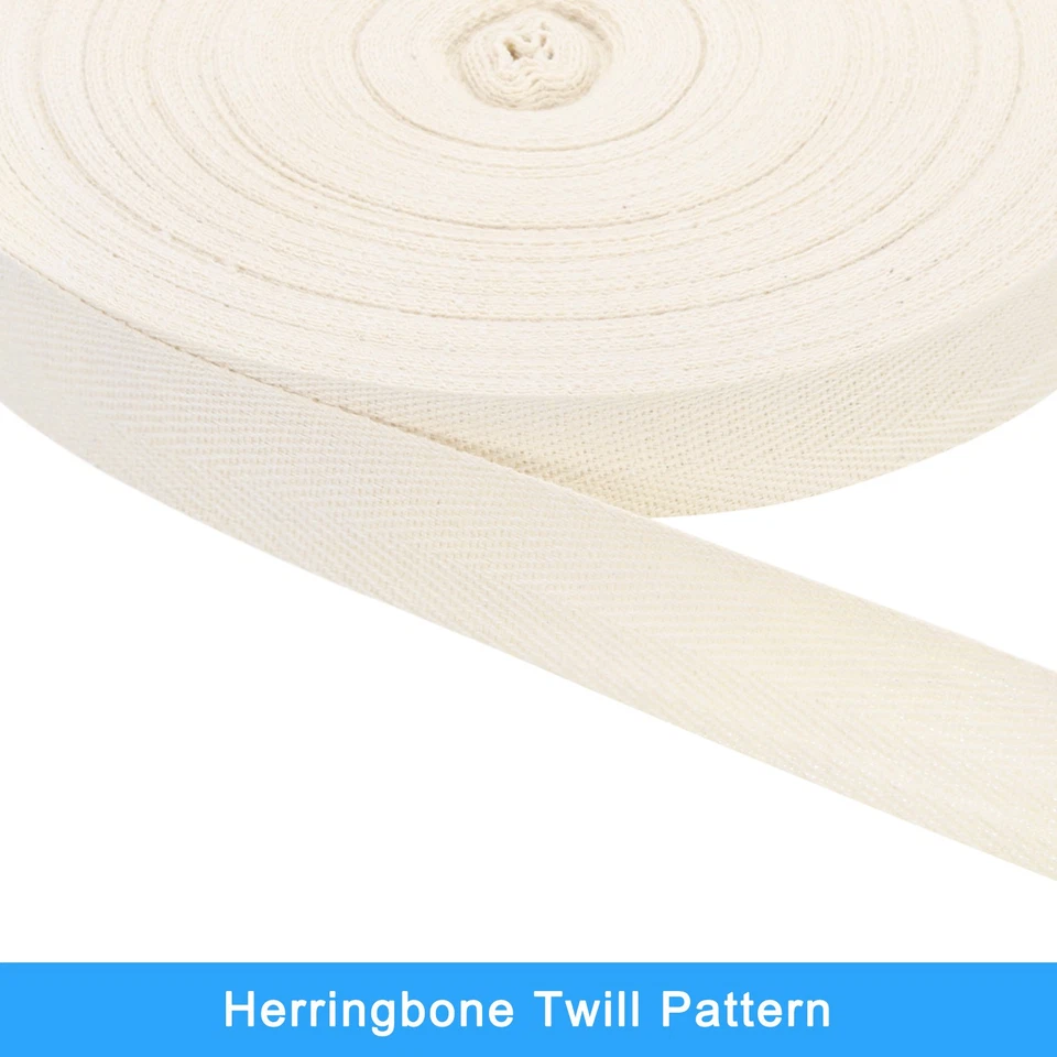Twill Tape, 1Pcs 45Yard*25mm Cotton Ribbon Herringbone Tape for Bag(Beige White) - Изображение 3 из 4