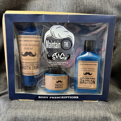 NIB Body Prescriptions Maintain The Stache Mahogany Shave Cream Balm Body Wash