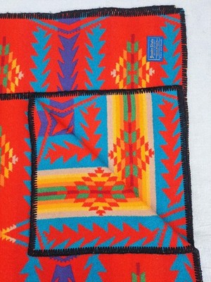 VTG Pendleton Beaver State Wool Trade Blanket Throw Robe Shawl