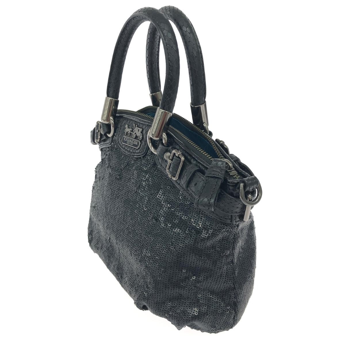COACH 2WAY Bag Python Embossed x Sequin Black Wom… - image 4