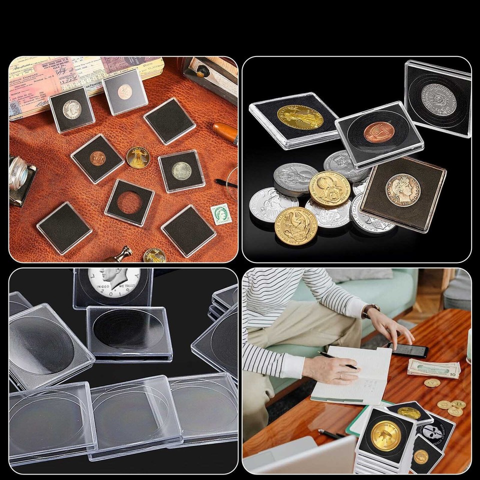 Metal Coin Rack 40X Coin Holder Snap Capsules 2X2 Storage Case 40mm for Collection ...