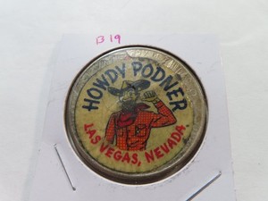 B19 USA 1924 Silver Peace $1 w/ Howdy Podner Las Vegas, NV Advertisement Sticker