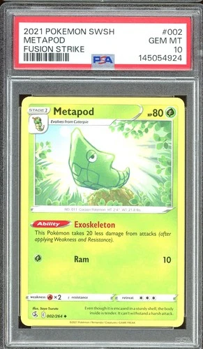Pokemon TCG Sword & Shield Fusion Strike #002 Metapod PSA 10