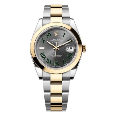 Rolex Datejust 126303-0019 41mm Oyster Grey Green Roman Dial Stainless Steel ...