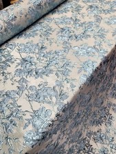 Brocade Fabric Sold By The Yard Azul Metallic Floral For Prom Dress Upholstery