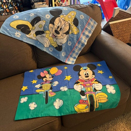 Vtg. 1990s Disney Mickey and Minnie Mouse pillow cases